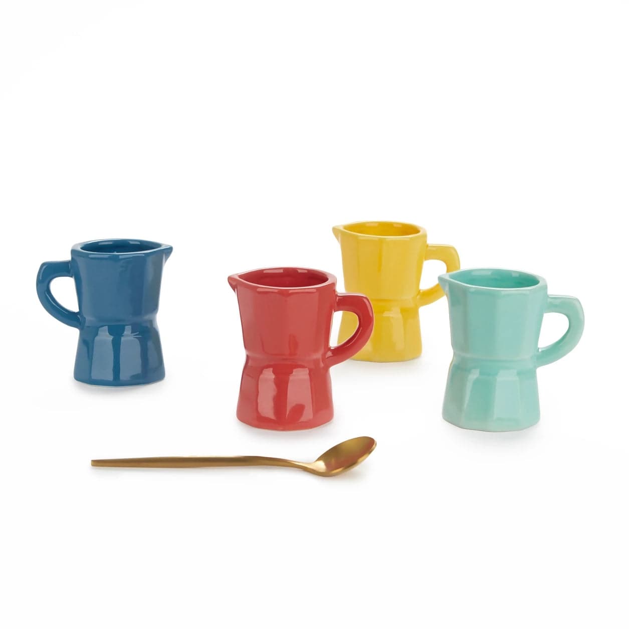 Set tazzine espresso balvi moka in ceramica multicolore – 4 pezzi da 60 ml con design caffettiera italiana