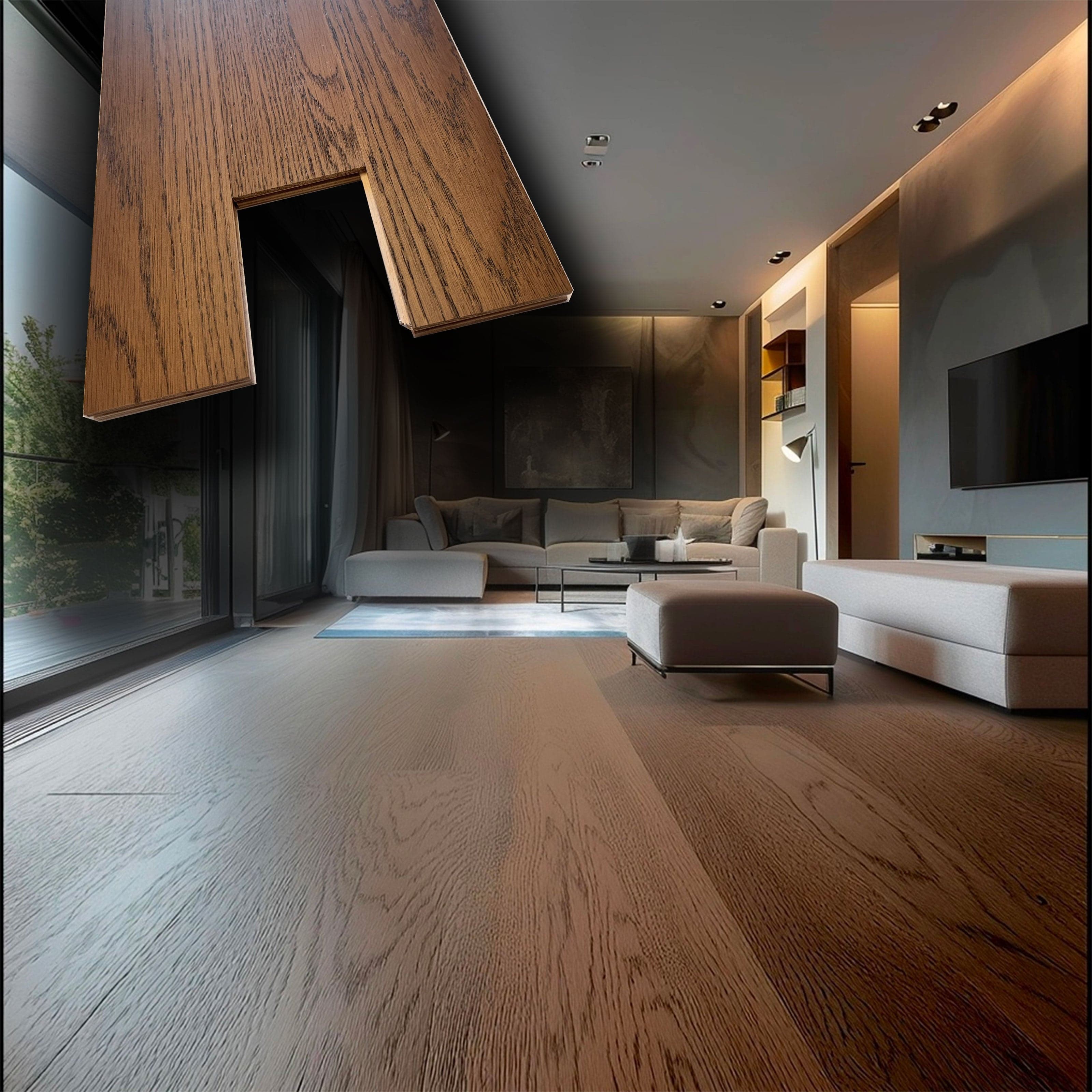 €34,99MQ *MEGA STOCK* Lotto da 110mq di Listone prefinito ROVERE TANGENTIAL Vern. Spazz. 15x90x1100mm (4 nobile) - Eternal Parquet