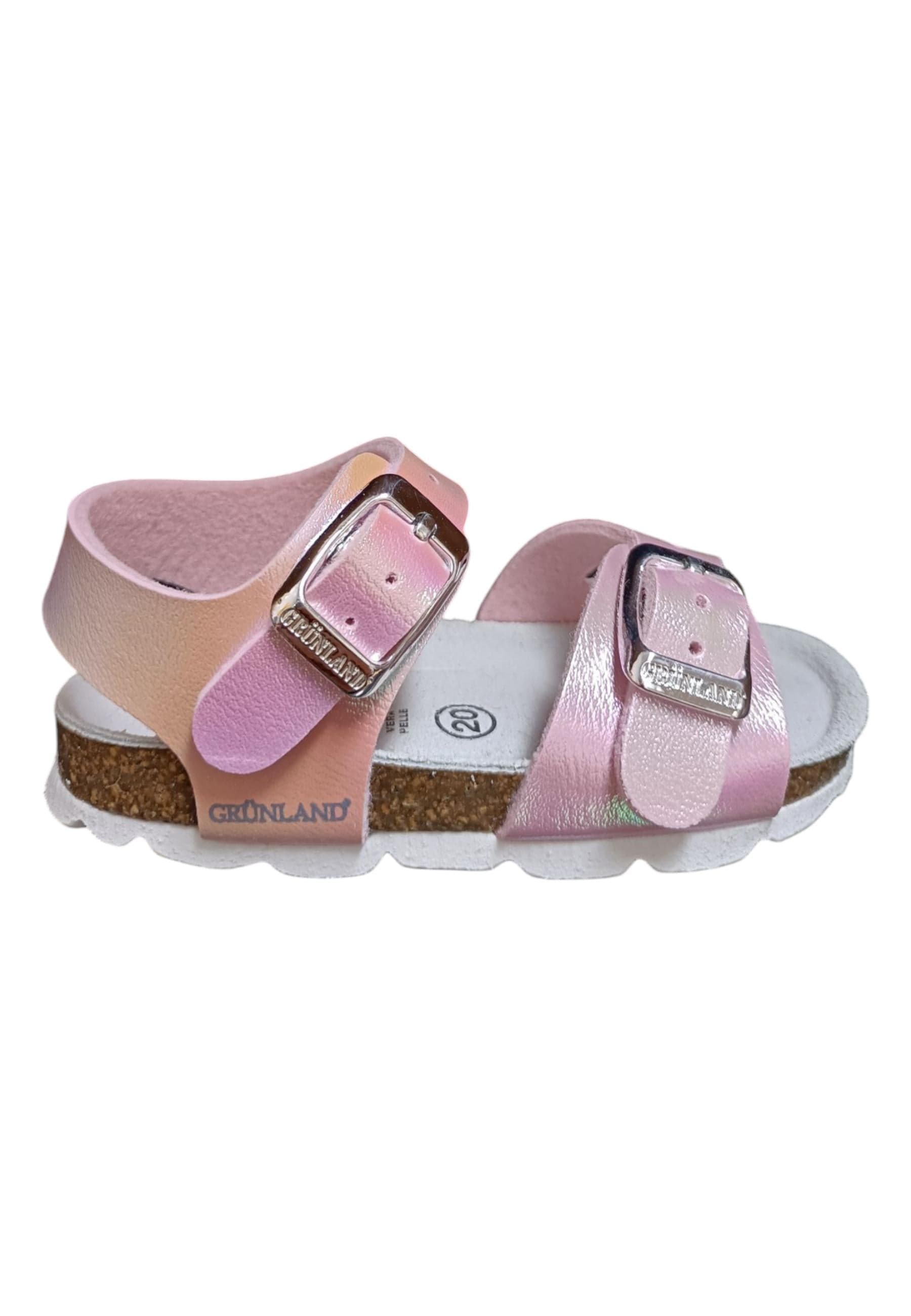 Sandalo bio bambino Grunland Junior 0392 rosa pelle sughero fibbia comfort - 6