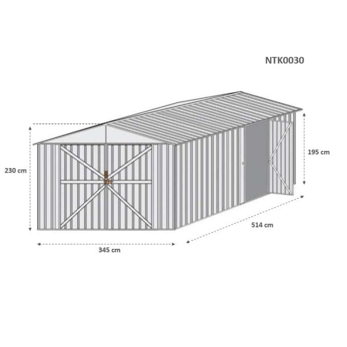 Casetta garage giardino Box in Acciaio Zincato 360x514cm x h2.32m - 320KG - 18,5mq - VERDE in Capanni CarrelloDigitale.it - Seclì, commercioVirtuoso.it