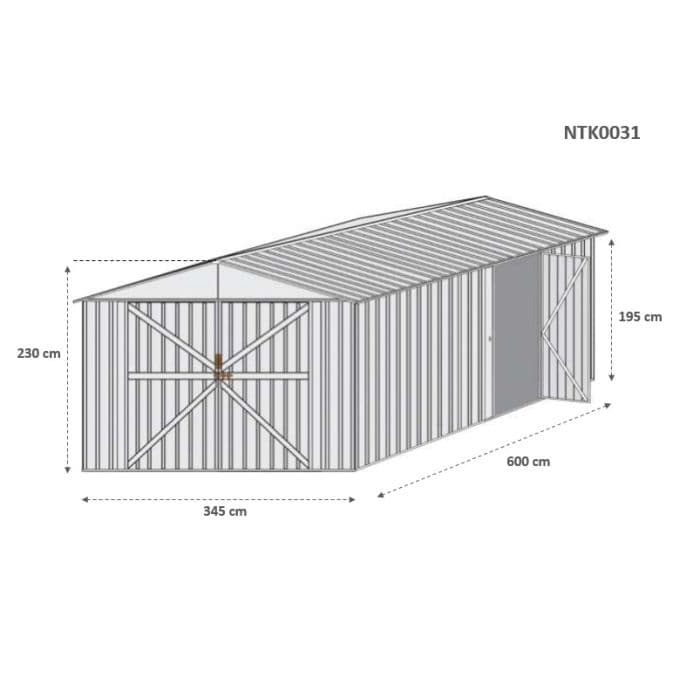 Box garage auto lamiera capanno in Acciaio Zincato 360x600cm x h2.32m - 346KG - 21,6mq - BIANCO in Capanni CarrelloDigitale.it - Seclì, commercioVirtuoso.it