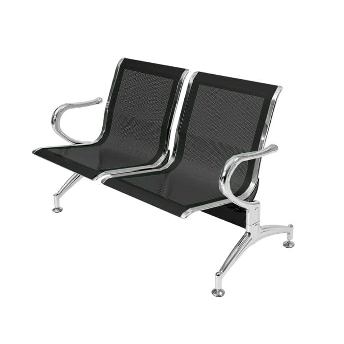 Panca per sala attesa ufficio studio in acciaio a 2 posti - colore nero in Sedie per sale riunioni CarrelloDigitale.it - Seclì, commercioVirtuoso.it