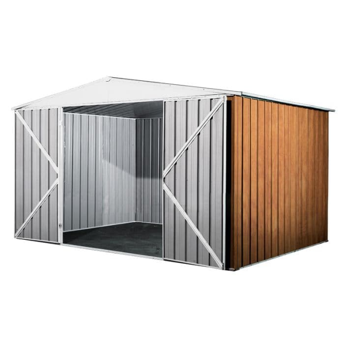 Casetta giardino lamiera Box in Acciaio Zincato 360x345cm x h2.12m - 150KG - 12,42mq - LEGNO in Capanni CarrelloDigitale.it - Seclì, commercioVirtuoso.it