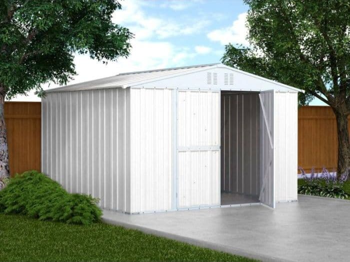 Casetta giardino Box attrezzi in Acciaio Zincato 327x307cm x h2.15m - 145KG - 10,04mq - BIANCO in Capanni CarrelloDigitale.it - Seclì, commercioVirtuoso.it
