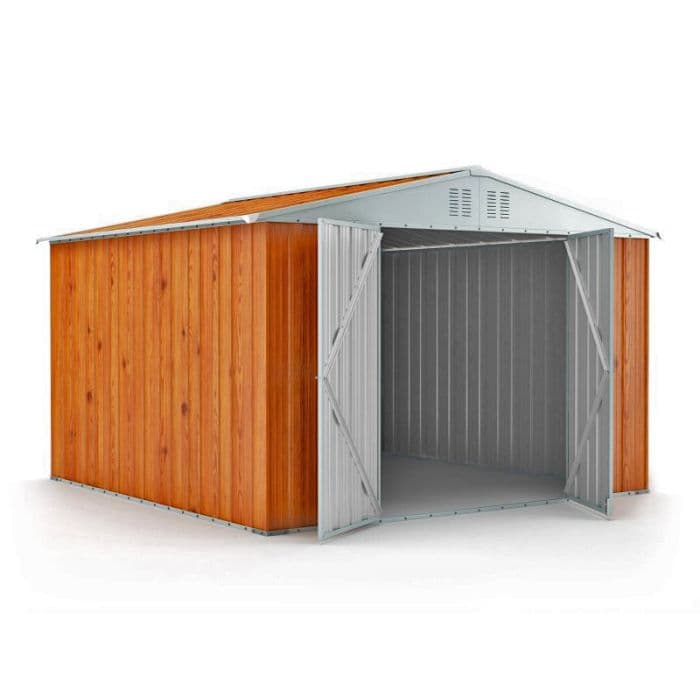 Casetta lamiera deposito attrezzi Box in Acciaio Zincato 327x307cm x h2.17m - 145KG - 9,4mq - LEGNO in Capanni CarrelloDigitale.it - Seclì, commercioVirtuoso.it