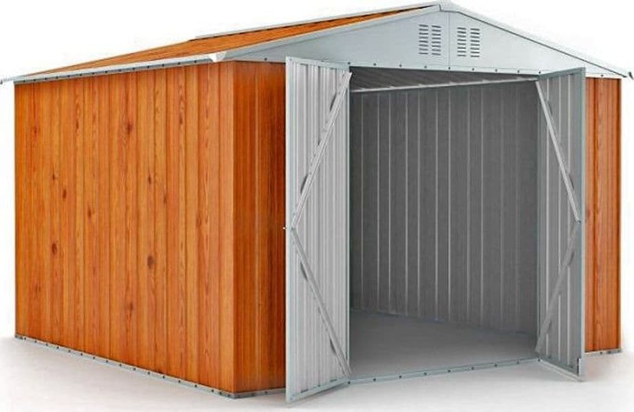 Deposito attrezzi box acciaio capanno lamiera zincata 327x269cm x h 215cm - 132 kg - 8,80mq LEGNO in Capanni CarrelloDigitale.it - Seclì, commercioVirtuoso.it