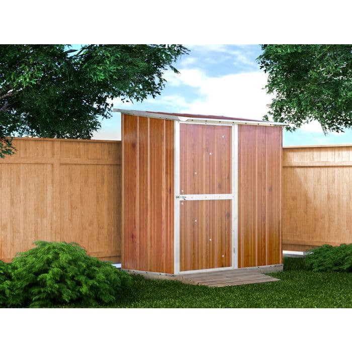 Deposito da giardino per attrezzi in lamiera di acciaio zincata 174x100cm x h 182cm - 43kg - 1,74mq - LEGNO in Capanni CarrelloDigitale.it - Seclì, commercioVirtuoso.it