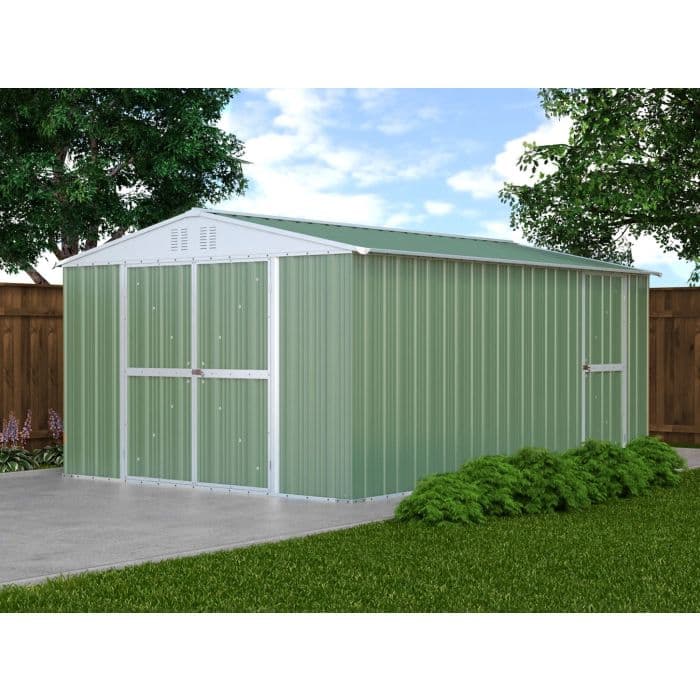 Box giardino in acciaio deposito attrezzi utensili capanno in lamiera zincata 327x459cm x h 215cm - 201 kg - 15,01 mq VERDE in Capanni CarrelloDigitale.it - Seclì, commercioVirtuoso.it