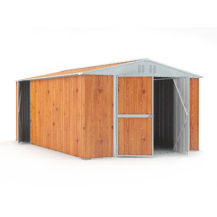 Box deposito attrezzi utensili doppia porta capanno deposito in lamiera zincata 327x459cm x h 215cm - 201 kg - 15,01 mq LEGNO in Capanni CarrelloDigitale.it - Seclì, commercioVirtuoso.it