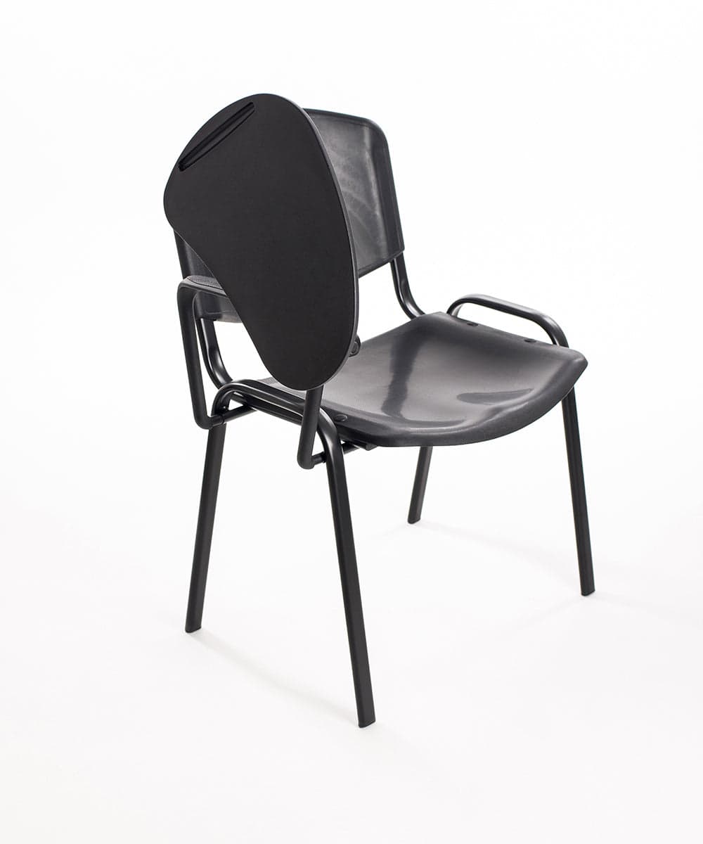Set di 6 sedie impilabili in plastica nera con Ribaltina scrittoio tavoletta per sala conferenza meeting e convegni in Sedie per sale riunioni CarrelloDigitale.it - Seclì, commercioVirtuoso.it
