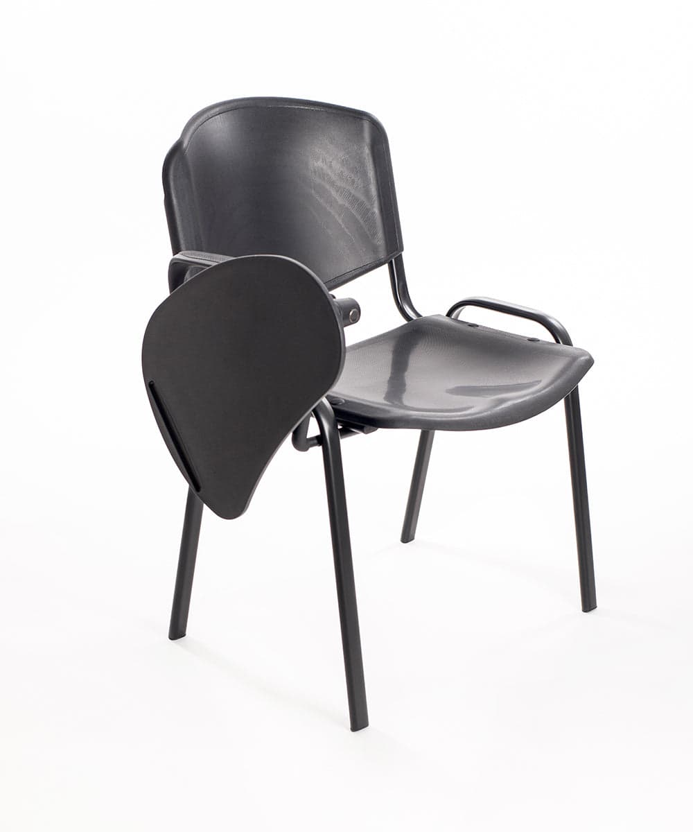 Set di 6 sedie impilabili in plastica nera con Ribaltina scrittoio tavoletta per sala conferenza meeting e convegni in Sedie per sale riunioni CarrelloDigitale.it - Seclì, commercioVirtuoso.it
