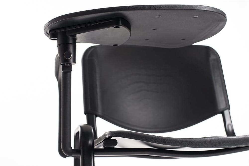 Set di 6 sedie impilabili in plastica nera con Ribaltina scrittoio tavoletta per sala conferenza meeting e convegni in Sedie per sale riunioni CarrelloDigitale.it - Seclì, commercioVirtuoso.it