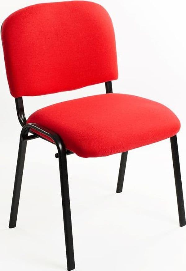 Set Di 6 Sedie Per Sala attesa Ufficio Studio Conferenze Riunione Ospite Impilabili Imbottite In Tessuto Rosso