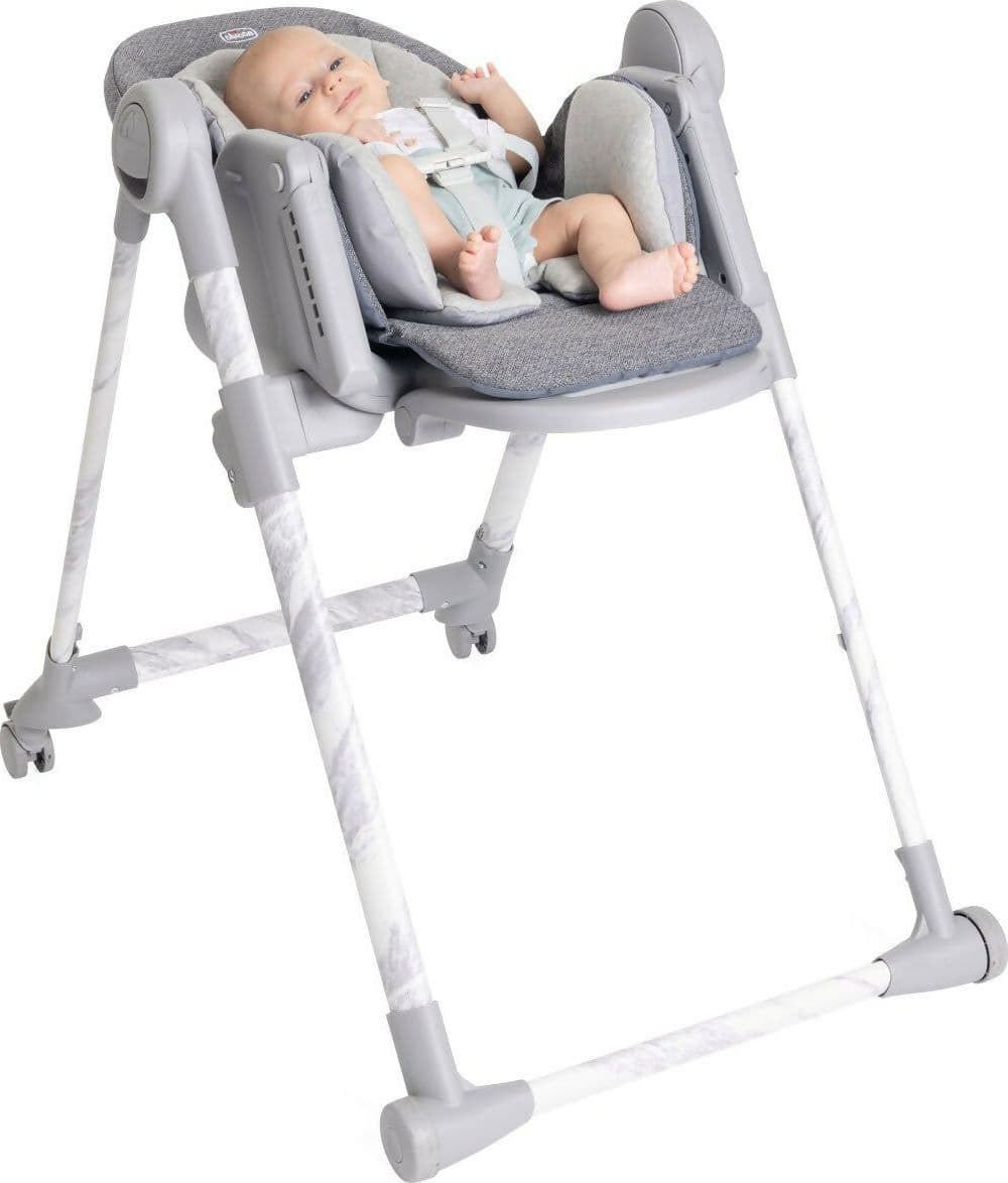 CHICCO Polly Armonia Seggiolone Evolutivo Pappa per Bambini da 0 Mesi a 40 kg, Seggiolone Reclinabile a Sdraietta con Altezza e Poggiapiedi Regolabili, 4 Ruote, Chiusura Compatta, grigio scuro, colore CARRARA in Seggioloni Sanitaria Gioia del Bimbo - Villa San Giovanni, commercioVirtuoso.it
