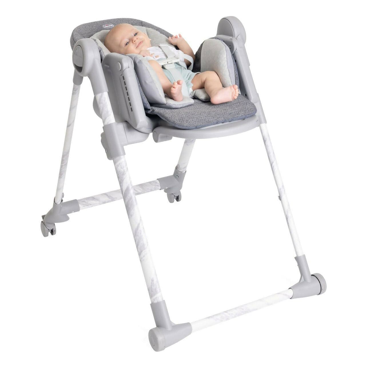 CHICCO Polly Armonia Seggiolone Evolutivo Pappa per Bambini da 0 Mesi a 40 kg, Seggiolone Reclinabile a Sdraietta con Altezza e Poggiapiedi Regolabili, 4 Ruote, Chiusura Compatta, grigio scuro, colore CARRARA in Seggioloni Sanitaria Gioia del Bimbo - Villa San Giovanni, commercioVirtuoso.it