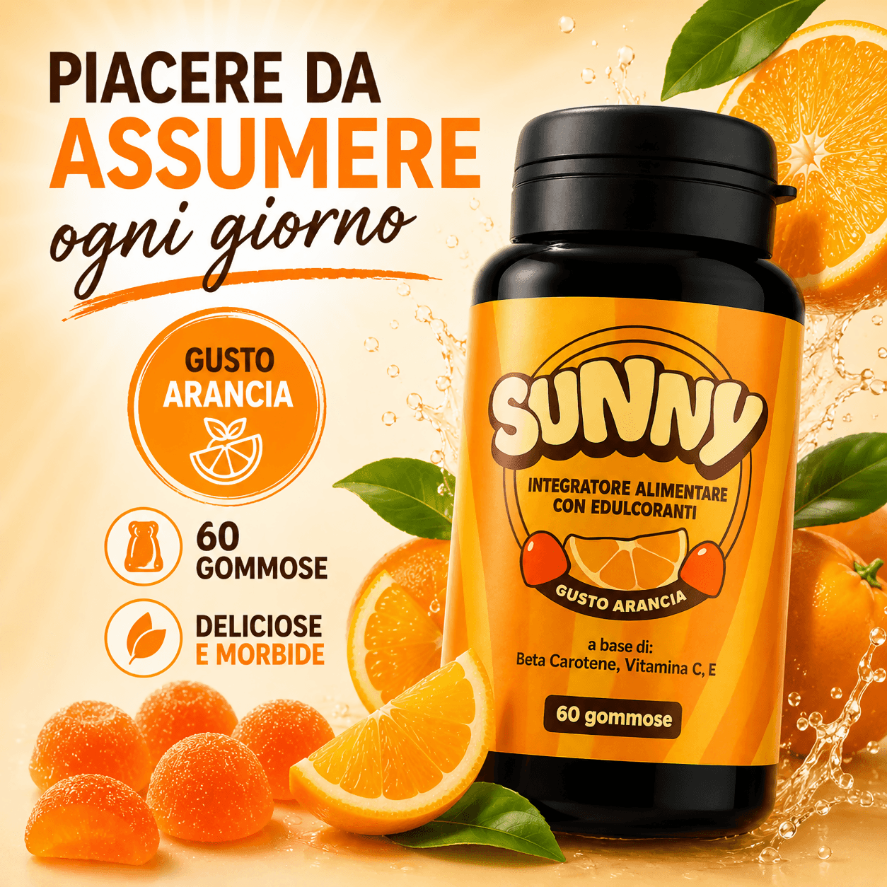 Integratore supporto Abbronzatura Naturale SUNNY | 60 Gommose al Beta-Carotene e Vitamine | Made in Italy in Beta carotene BasketGuru Italia - Palermo, commercioVirtuoso.it