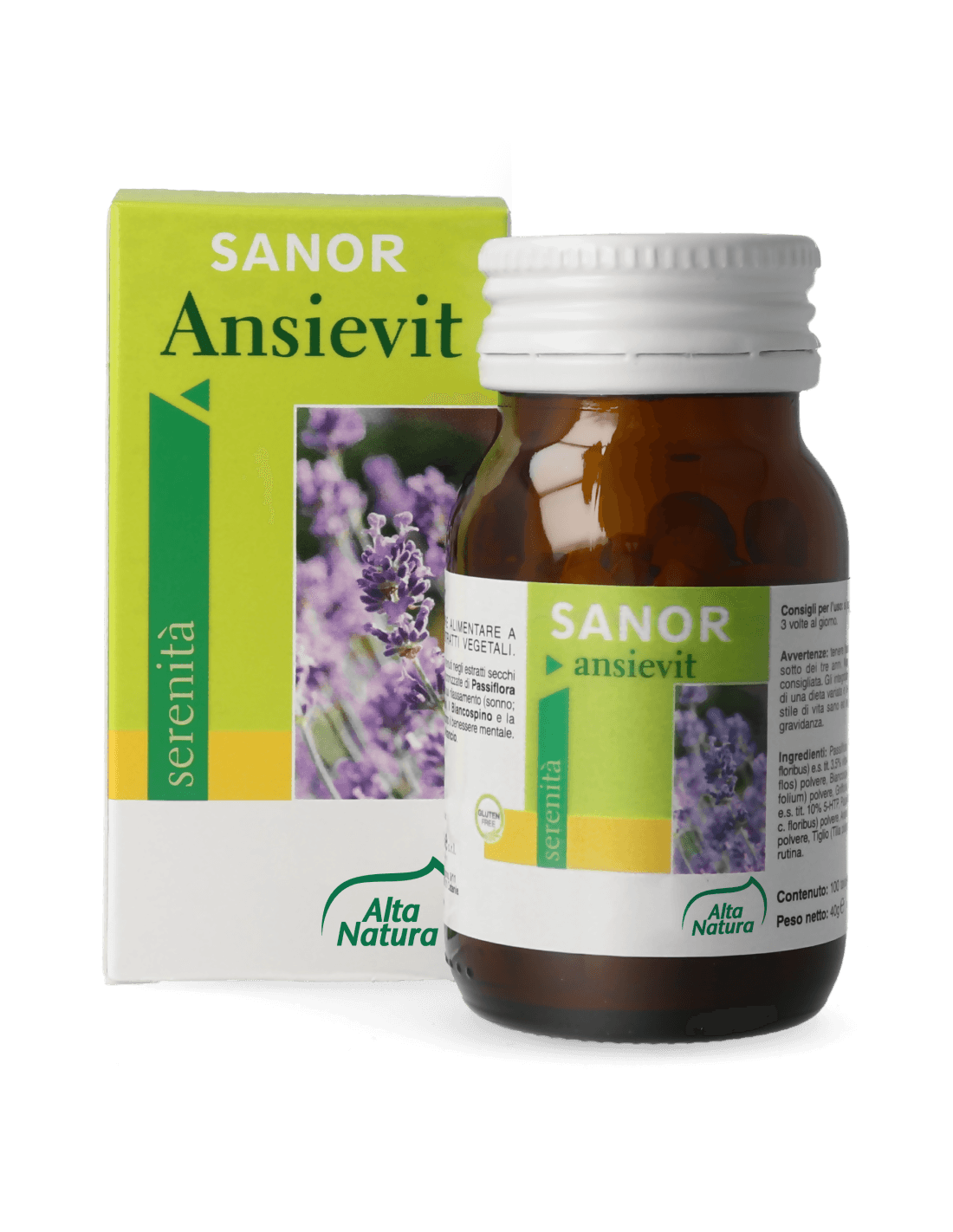 Alta natura sanor ansievit - integratore alimentare a base di estratti vegetali - flacone da 100 travolette