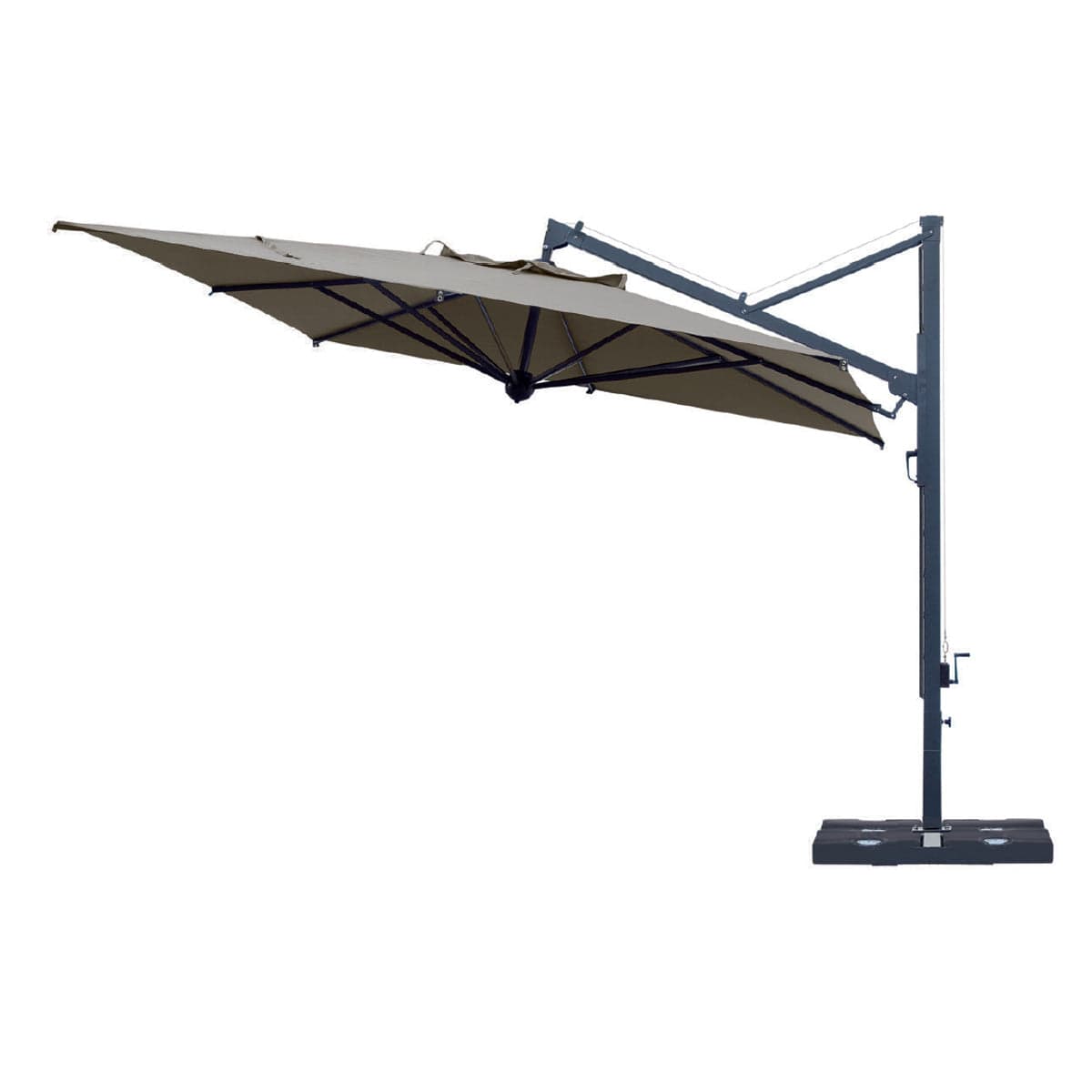 Ombrellone quadrato professionale con palo laterale "Galileo Maxi" in alluminio da esterno "Made In Italy" - 24