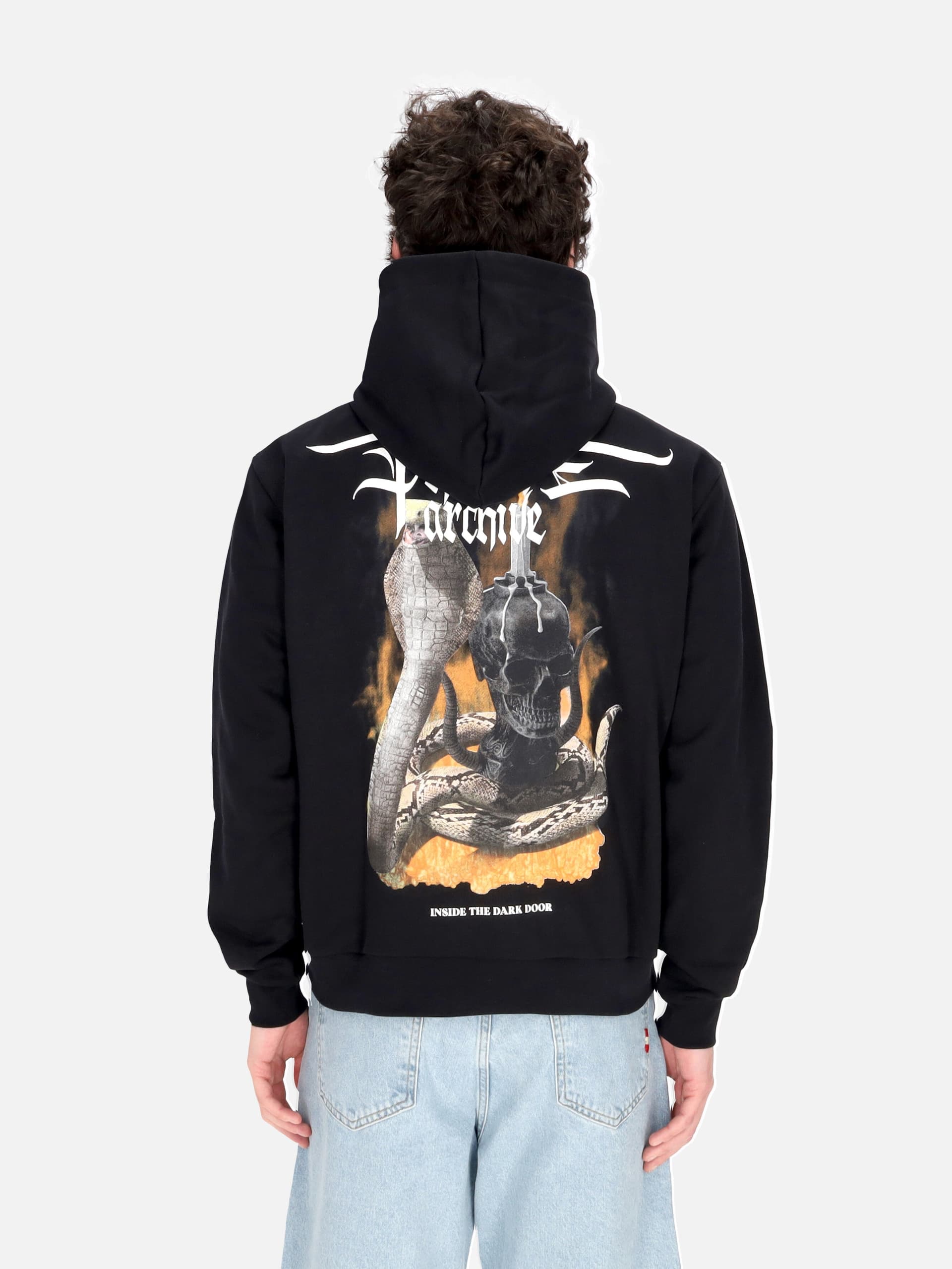PHOBIA Felpa Leggera Cappuccio Uomo Fiery Cobra Print Hoodie Black/orange da uomo in Felpe con cappuccio Drestige - Casamassima, commercioVirtuoso.it
