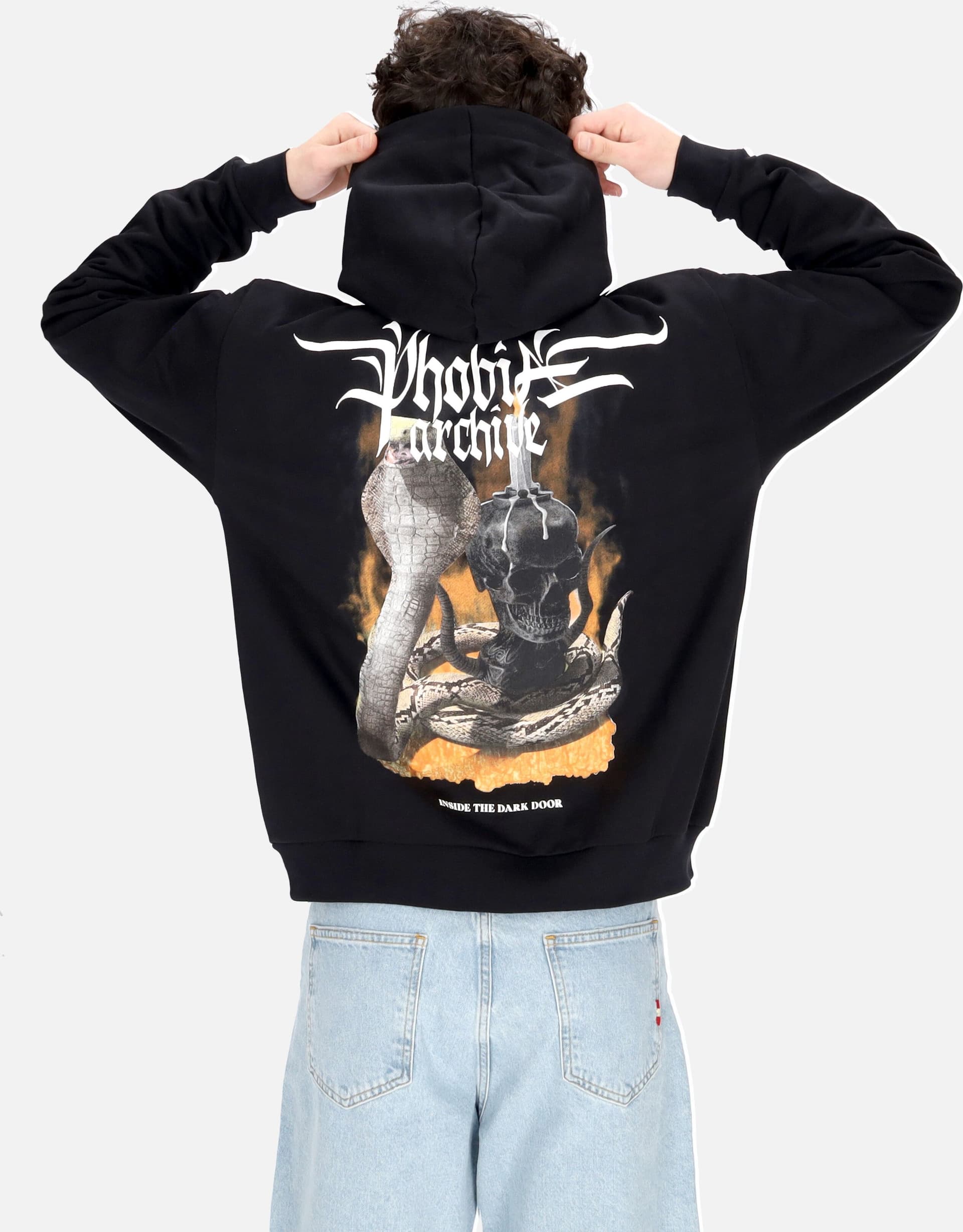 PHOBIA Felpa Leggera Cappuccio Uomo Fiery Cobra Print Hoodie Black/orange da uomo in Felpe con cappuccio Drestige - Casamassima, commercioVirtuoso.it