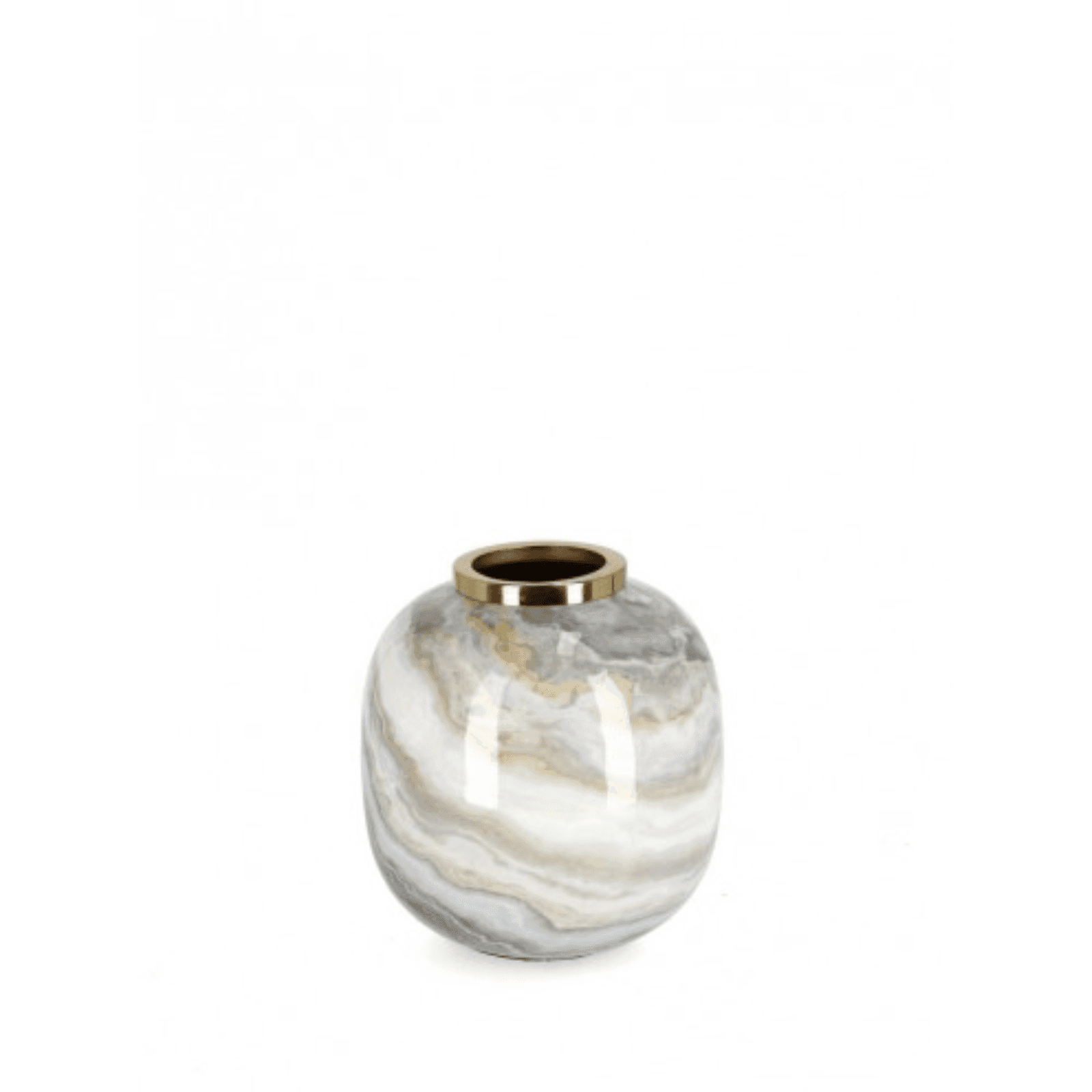 Vaso marsha tondo bianco grigio oro in metallo - 4
