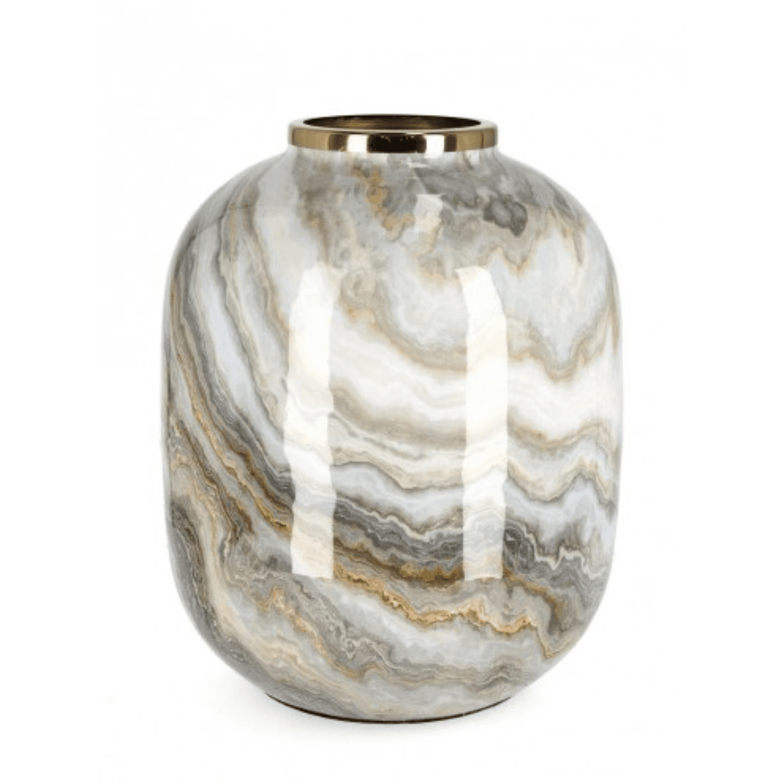 Vaso marsha tondo bianco grigio oro in metallo - 6