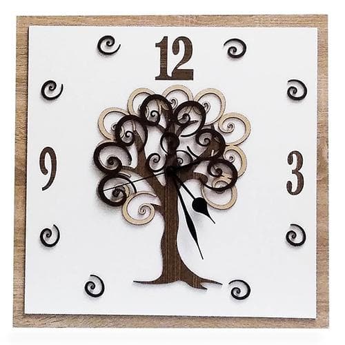 Orologio in legno mdf decorato, linea "Albero della vita". Disponibile in diverse misure. - 3