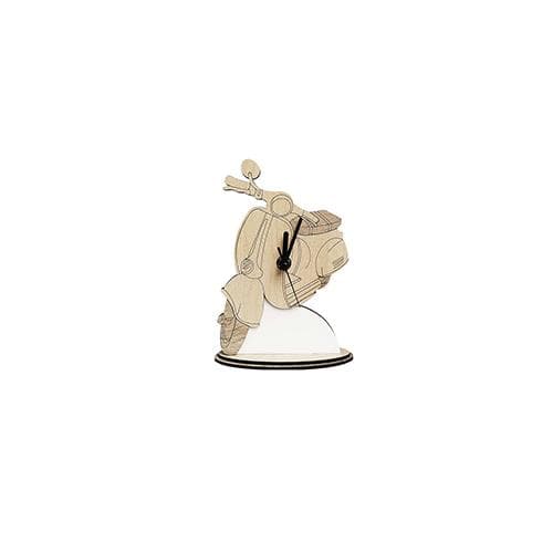 Orologio in legno mdf sagomato con base, vari personaggi. Misure cm. 15 X 18 h. ca. - 11