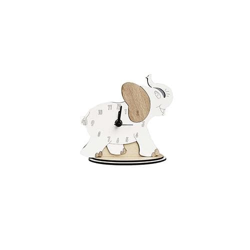 Orologio in legno mdf sagomato con base, vari personaggi. Misure cm. 15 X 18 h. ca. - 9