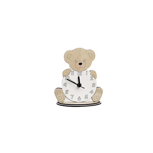 Orologio in legno mdf sagomato con base, vari personaggi. Misure cm. 15 X 18 h. ca. - 8