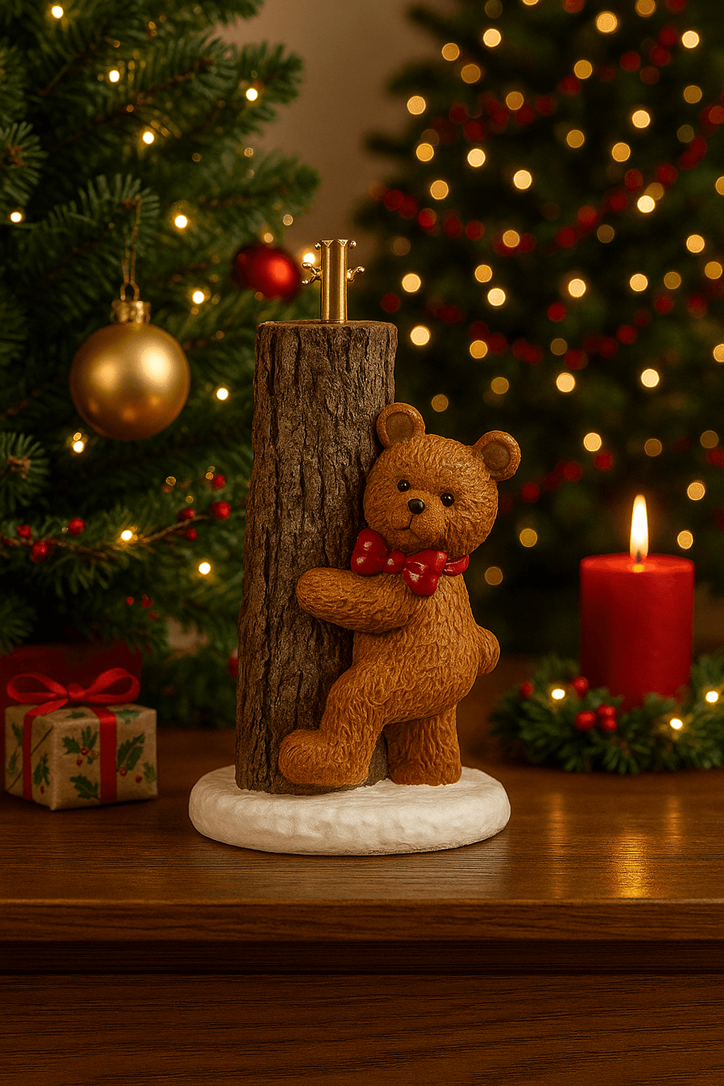 Base per albero di natale orso con tronco in poliresina per decorazioni natalizie in Basi e supporti per alberi di Natale MagiediNatale.it - Altamura, commercioVirtuoso.it