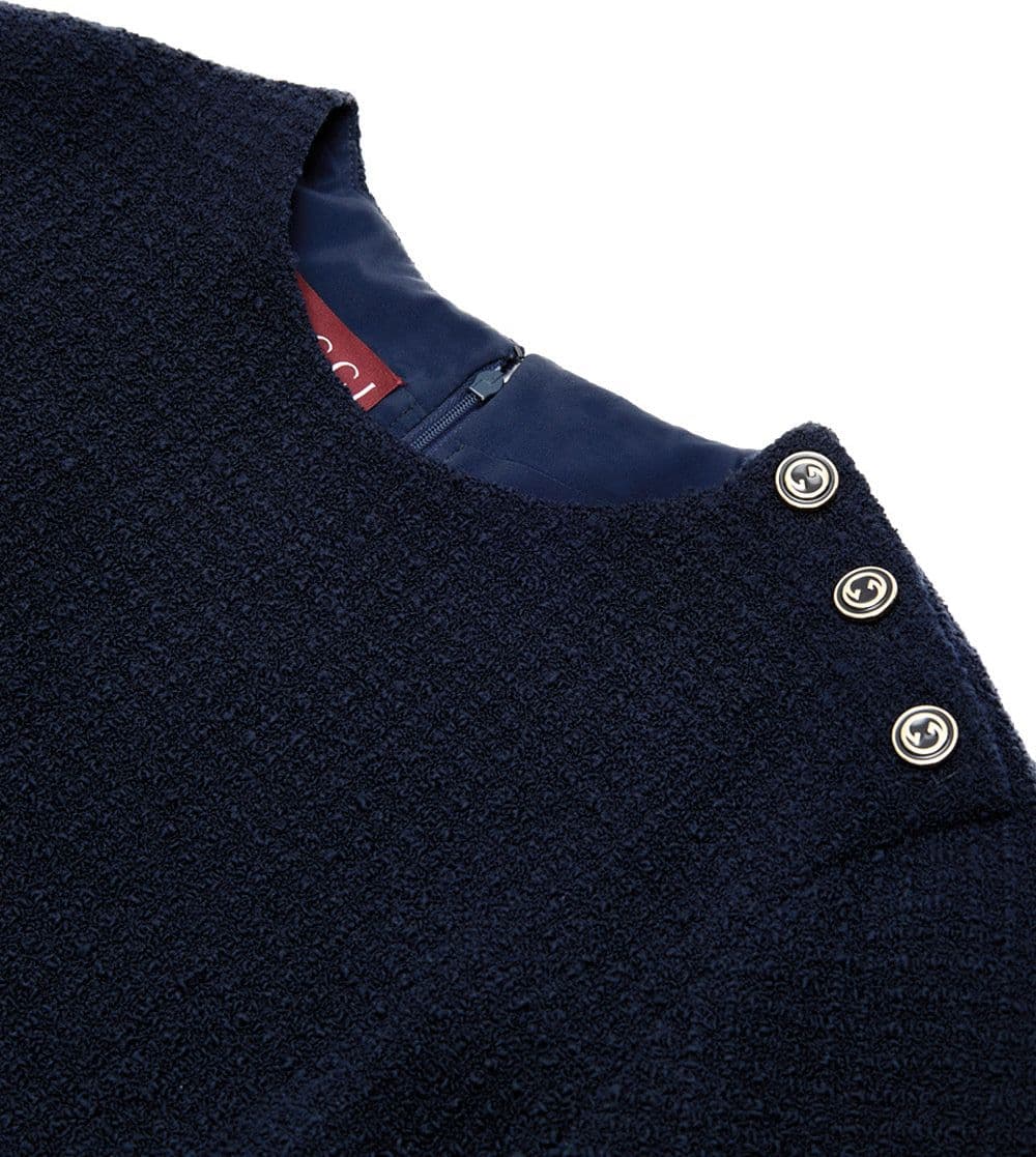 Gucci Abito in Boucle Blu con Bottoni Logo da donna in Casual Drestige - Casamassima, commercioVirtuoso.it