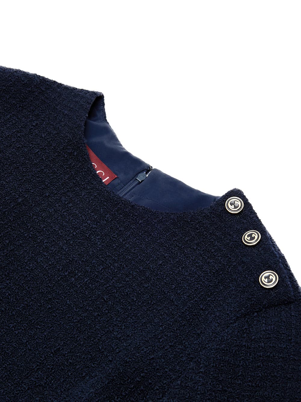 Gucci Abito in Boucle Blu con Bottoni Logo da donna in Casual Drestige - Casamassima, commercioVirtuoso.it