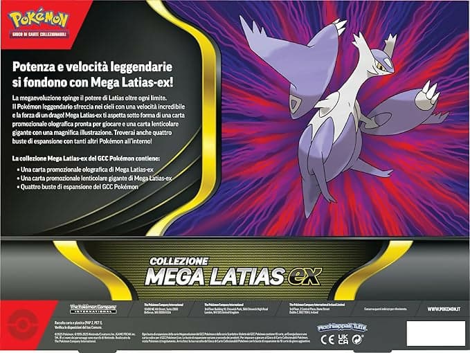 Pokémon: collezione Mega Latias-ex del GCC Pokémon (una carta promozionale olografica, una carta lenticolare gigante e quattro buste di espansione) in Animali Cartoleria Deja Vu - Crotone, commercioVirtuoso.it
