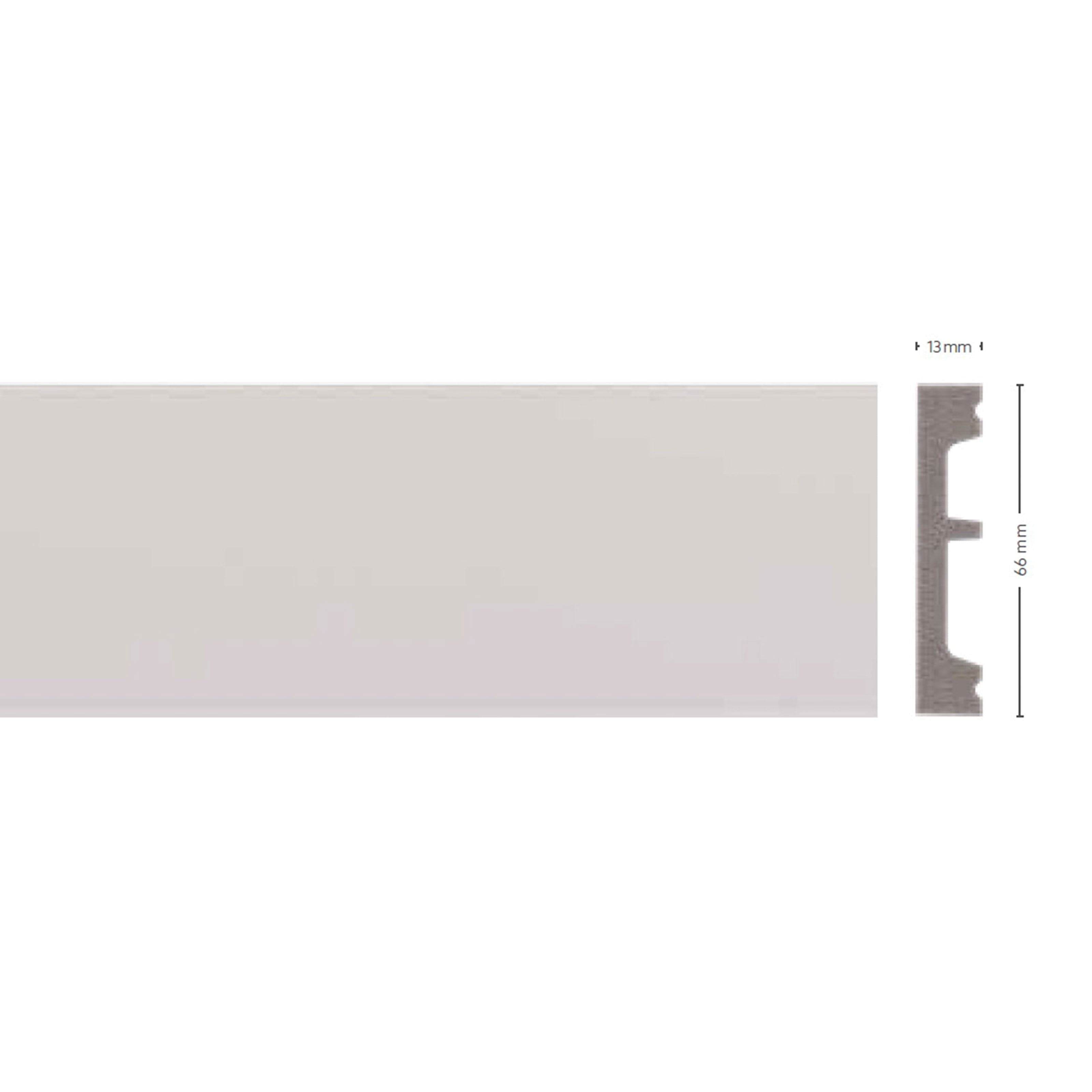 *STOCK FOLLI* Profilo mostrina - battiscopa - boiserie in Polimeri Bianco RAL 9016 verniciabile 66X13mm (Prezzo al metro) in Battiscopa Eternal Parquet - Ariano Irpino, commercioVirtuoso.it