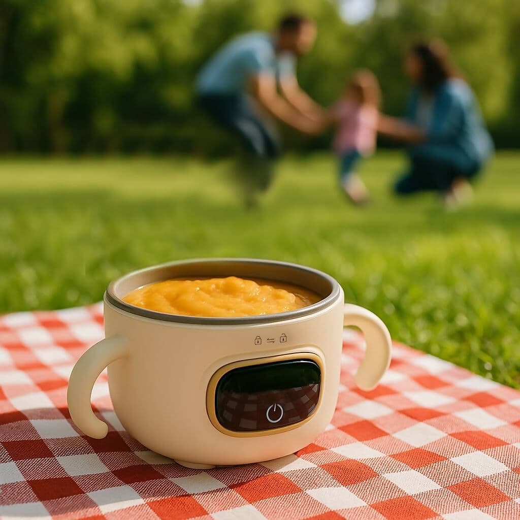 MINILAND Warmy Food On The Go - Scalda Pappa Portatile da Viaggio e Scaldavivande, Kit Svezzamento, Display LED - Riscalda Pappe portatile, leggero e compatto, batteria ricaricabile, ventosa antiscivolo, forchetta e cucchiaio inclusi in Scaldabiberon e cuocipappa Sanitaria Gioia del Bimbo - Villa San Giovanni, commercioVirtuoso.it