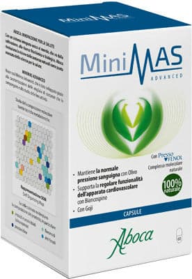 Minimas advanced 60cps Aboca. Integratore alimentare utile per mantenere la normale pressione sanguigna e per la regolare funzionalità dell'apparato cardiovascolare