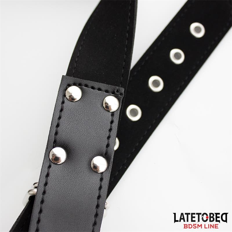 Bondage Master set blocco cosce collo nero regolabile ideale per BDSM e fetish in prodotto Erosdom - Palmi, commercioVirtuoso.it