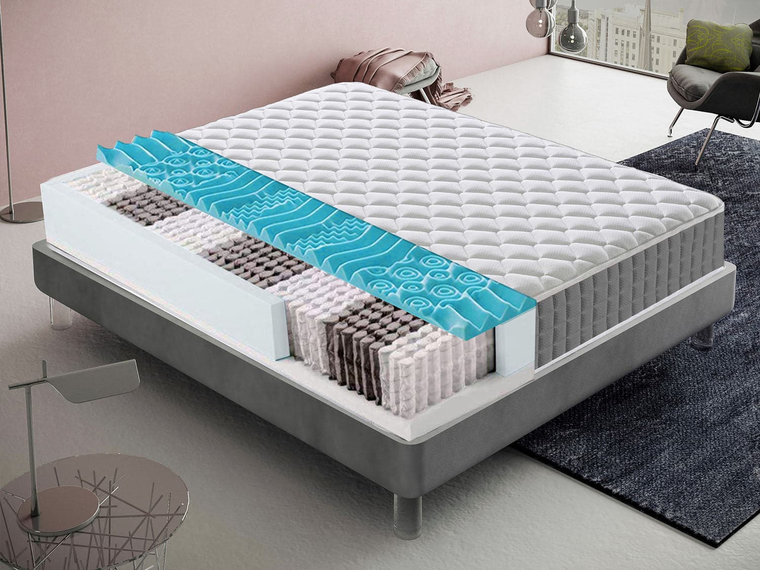 Materasso Molle insacchettate e memory foam 9 Zone differenziate Altezza 22 cm in Materassi iLoveSleep - Concesio, commercioVirtuoso.it