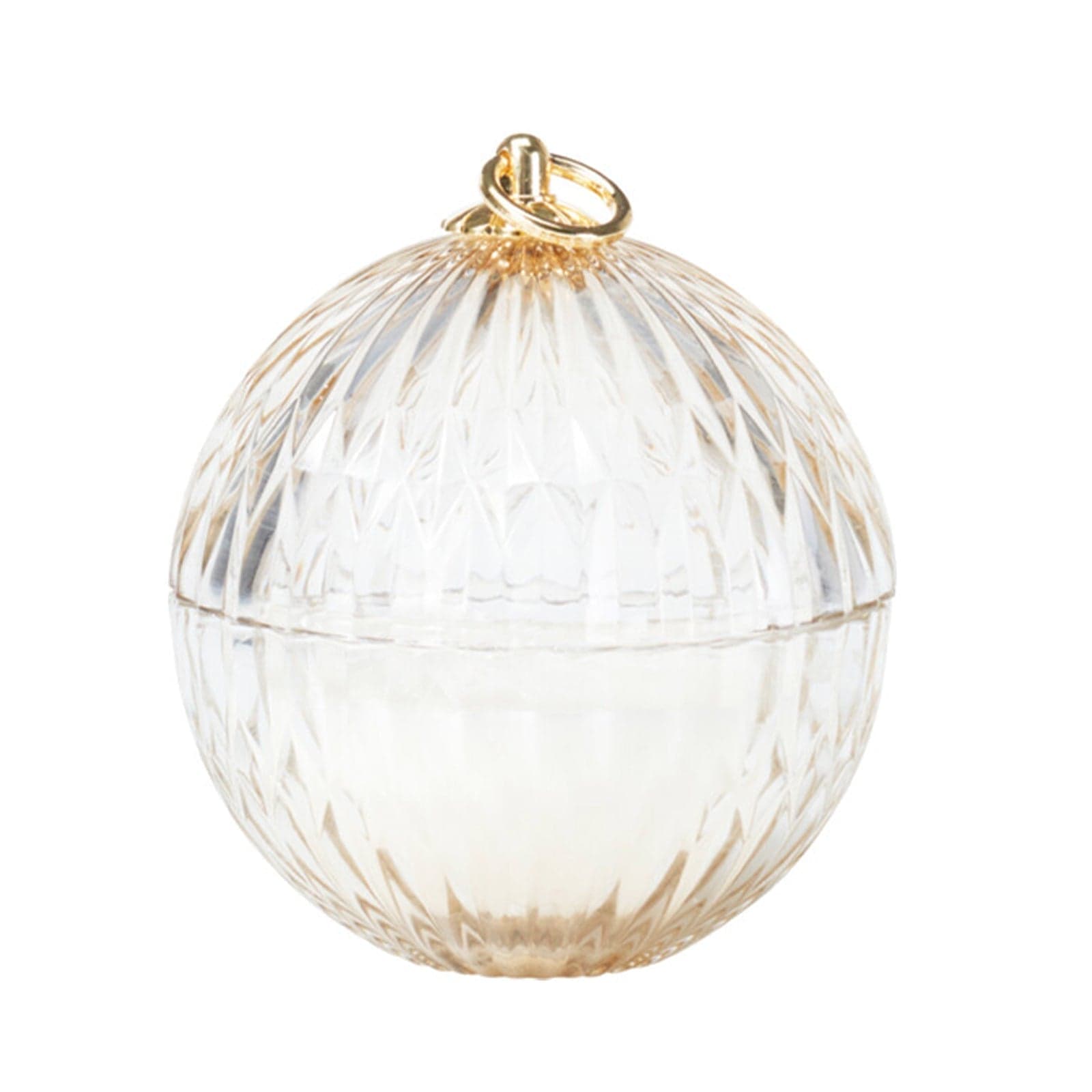 Sfera in vetro con candela con gancio dorato per decorazioni natalizie - 7