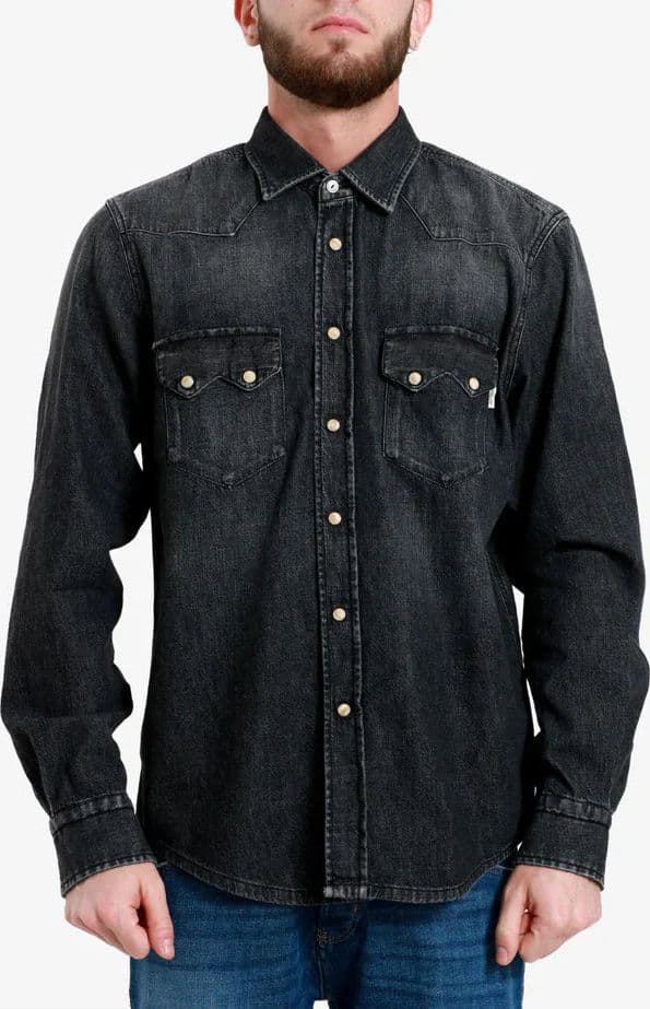 Roy Rogers Camicia uomo western shirt man light denim black in Camicie casual Broadway Red - Barletta, commercioVirtuoso.it