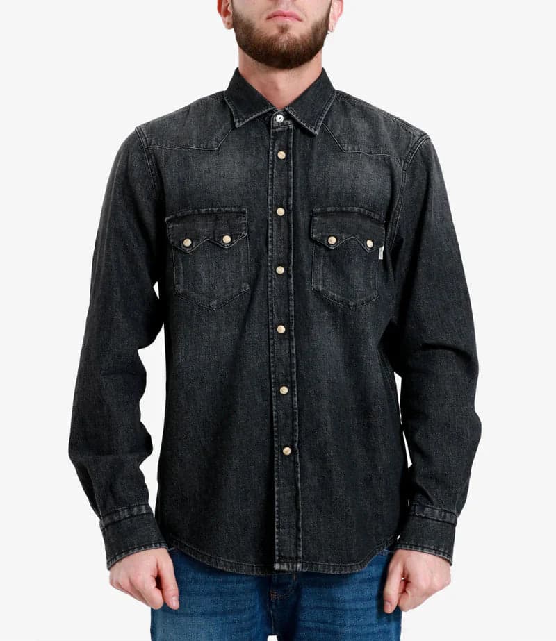 Roy Rogers Camicia uomo western shirt man light denim black in Camicie casual Broadway Red - Barletta, commercioVirtuoso.it