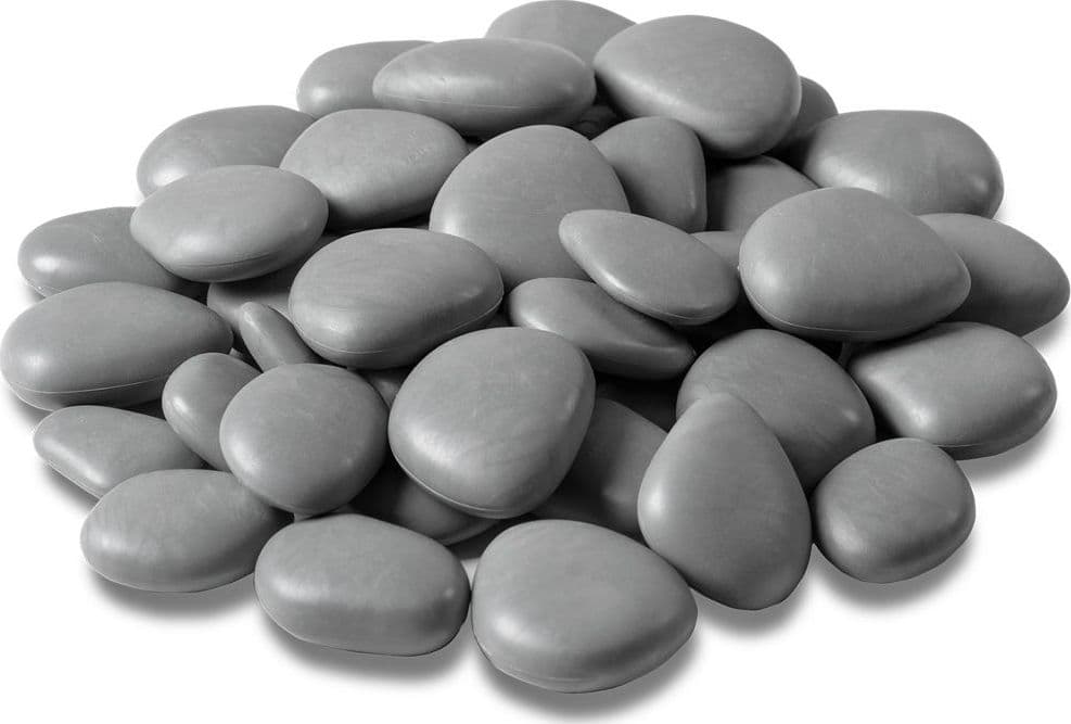 Sassi decorativi in plastica riciclata "re-pebbles" ciottoli antiusura da esterno ed interno – Grigio, Small – Teraplast