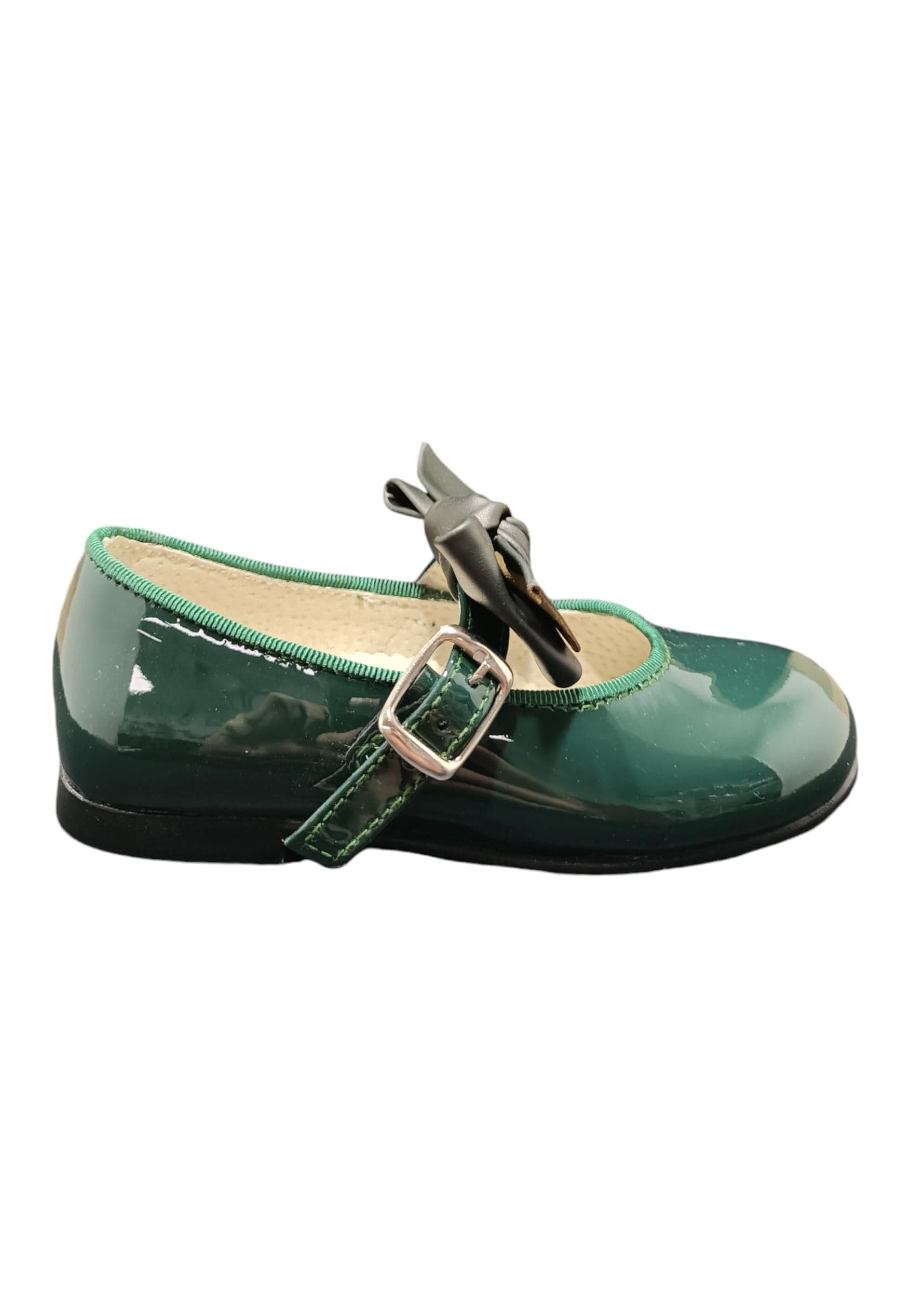 Ballerina bambino Panyno B2601 verdone vernice fibbia fiocco estraibile elegance - 6