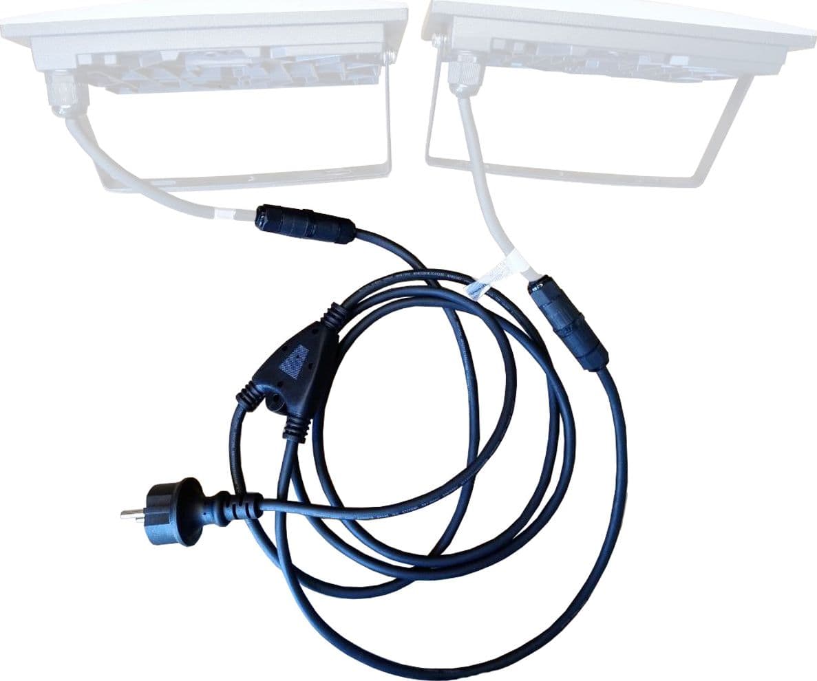 Cavo per due fari - cablaggio doppio con spina schuko - sdoppiatore elettrico doppio serracavo con morsetti stagni - alimentazione elettrica a due vie. - ElettroWatt.eu