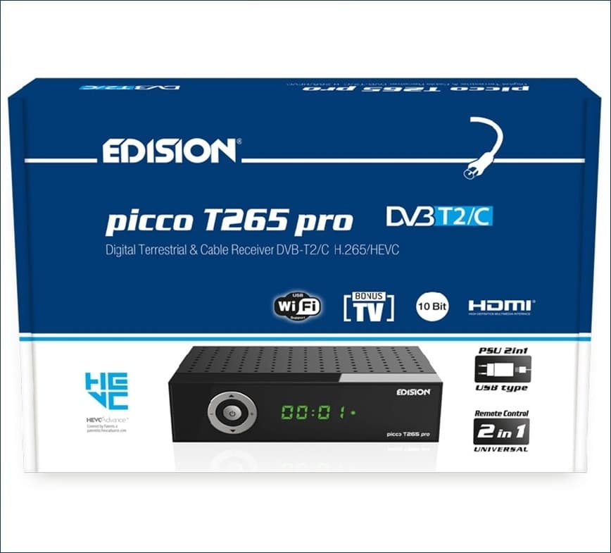 EDISION PICCO T265 PRO Terrestre DVB-T2 FULL HD H.265 HEVC 10 bit in Ricevitori digitale terrestre DFP Elettronica Store - Scafati, commercioVirtuoso.it