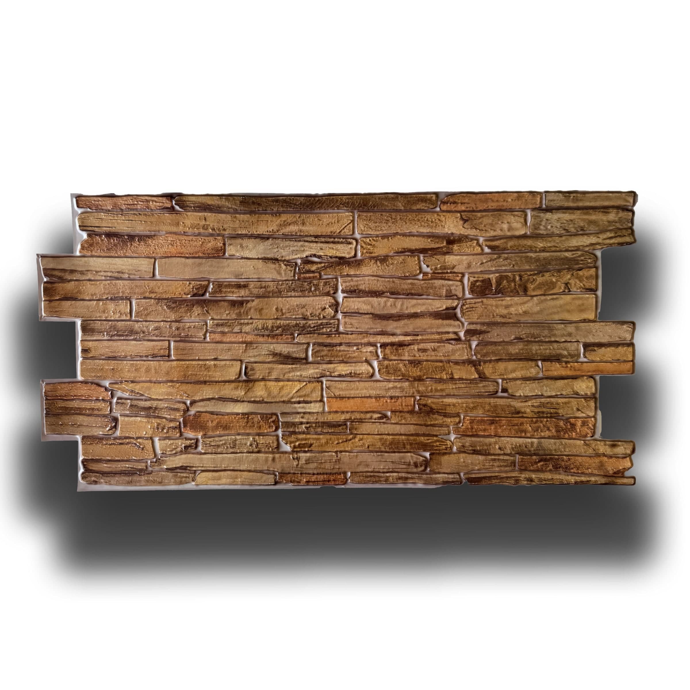 pacchi da 10 o 20 Pannelli 3D Rivestimento a parete in PVC effetto PIETRA BROWN 96x48cm Realistici, isolanti - 6
