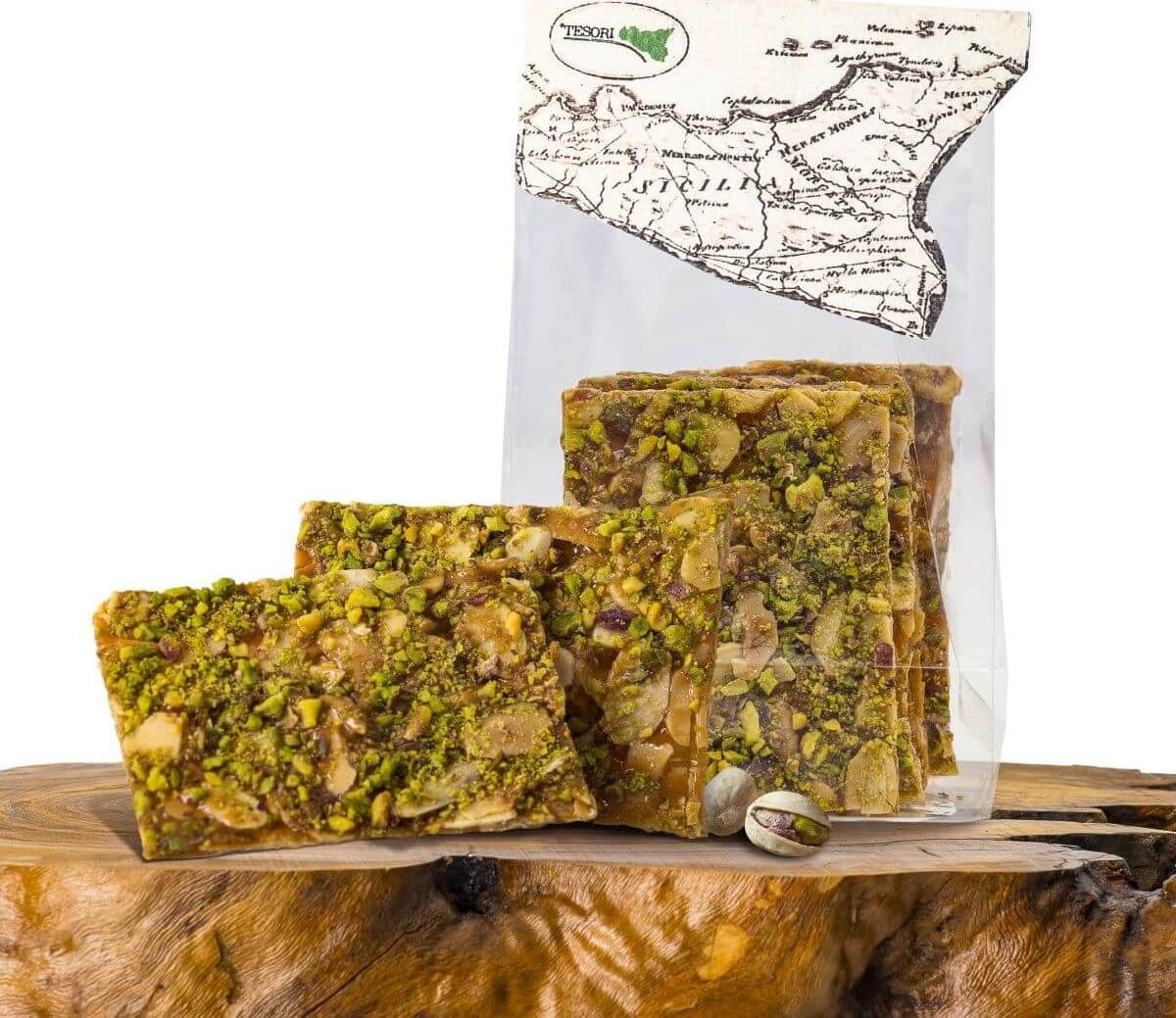 Confezione Croccante Siciliano di Mandorle e Pistacchi 100g - 5 pz imbustati singolarmente in Mandorle Tesori Di Sicilia - Nicosia, commercioVirtuoso.it