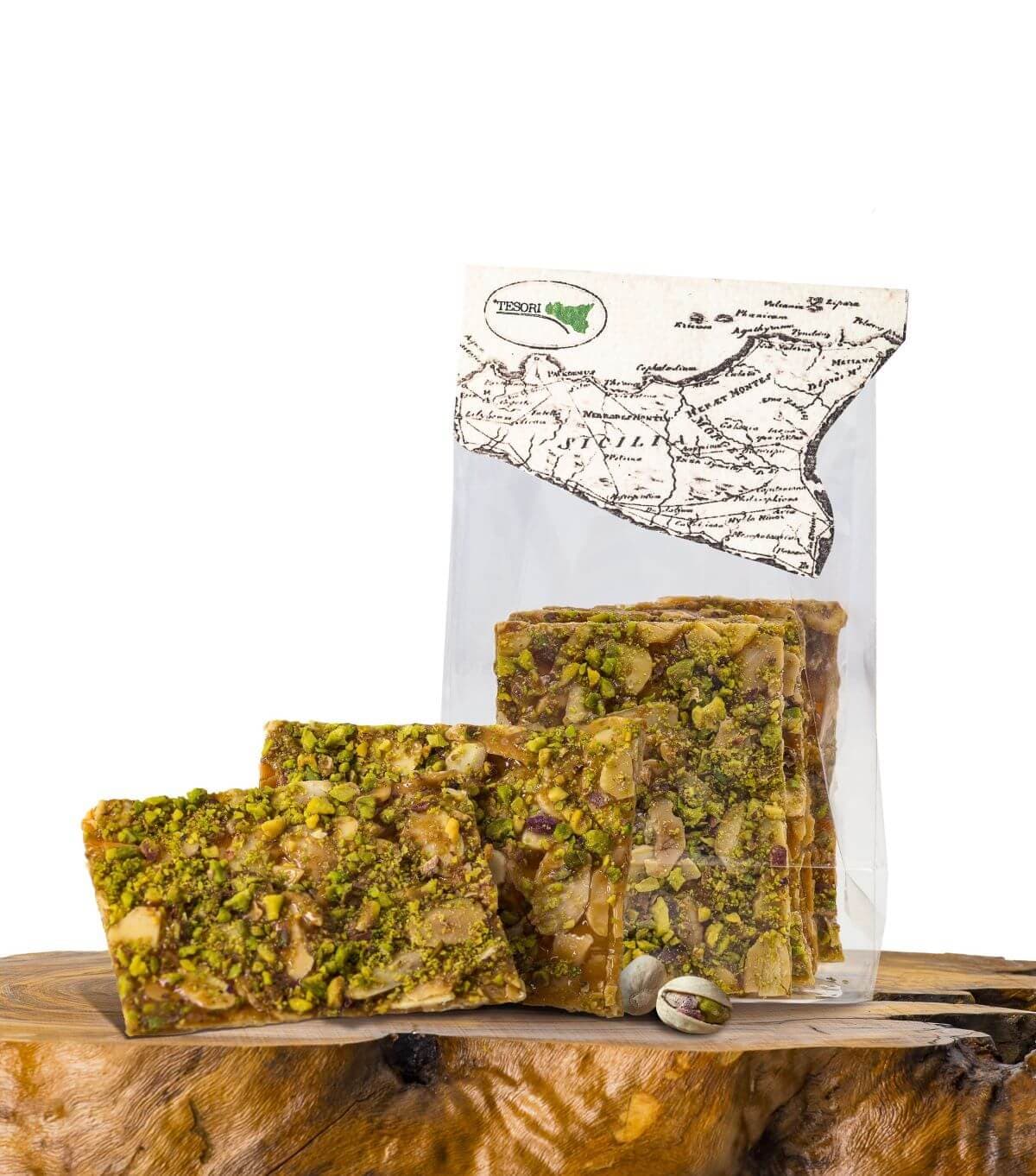Confezione Croccante Siciliano di Mandorle e Pistacchi 100g - 5 pz imbustati singolarmente in Mandorle Tesori Di Sicilia - Nicosia, commercioVirtuoso.it