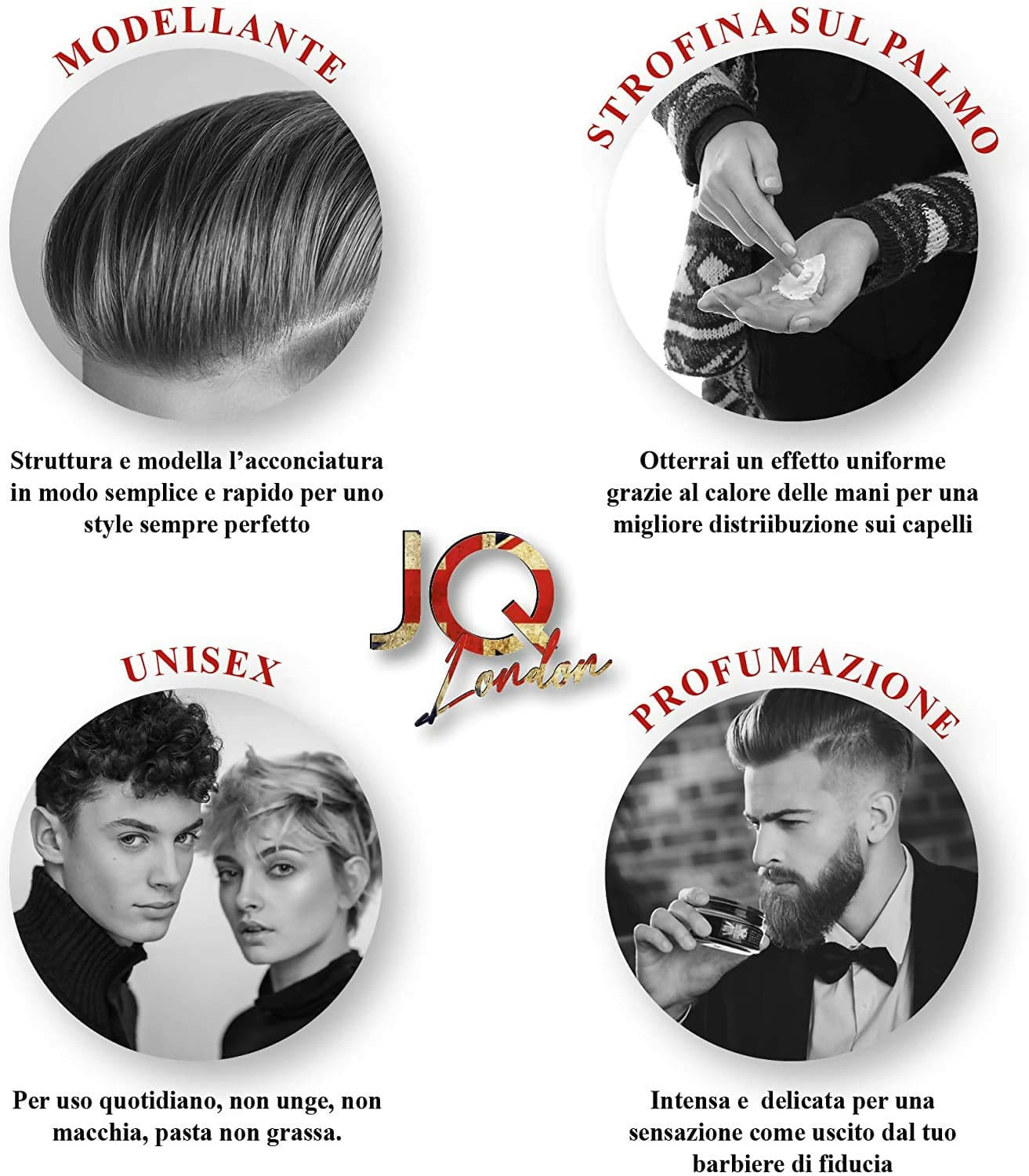 JoyQube Cera Capelli Uomo ad Acqua Professionale Tenuta Forte – Cera Modellante Effetto Lucido Anti Crespo Non Grassa, Styling Uomo Donna Barber Shop, Fissaggio Forte Lunga Durata, Profumata Made in Italy 100ml in Paste argille e cere Ricci Perfetti - Partinico, commercioVirtuoso.it